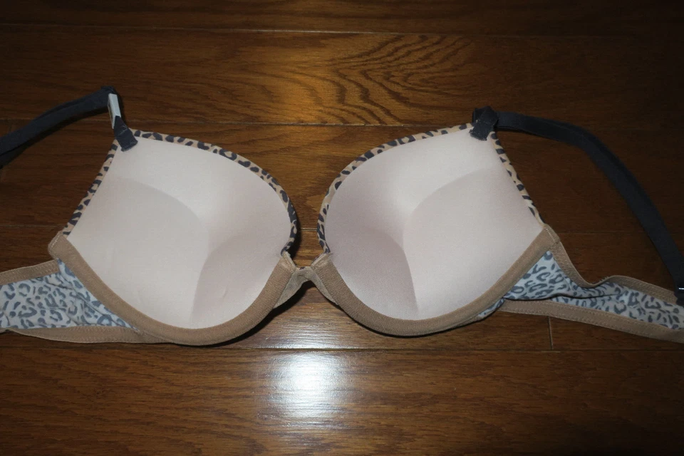 38C VICTORIA'S SECRET ❤️ ROSA ❤️ SUJETADOR ESTAMPADO PLUNGE AÑADIR 2 TALLA SUPER CÓMODO PUSH UP Foto 3 de 4