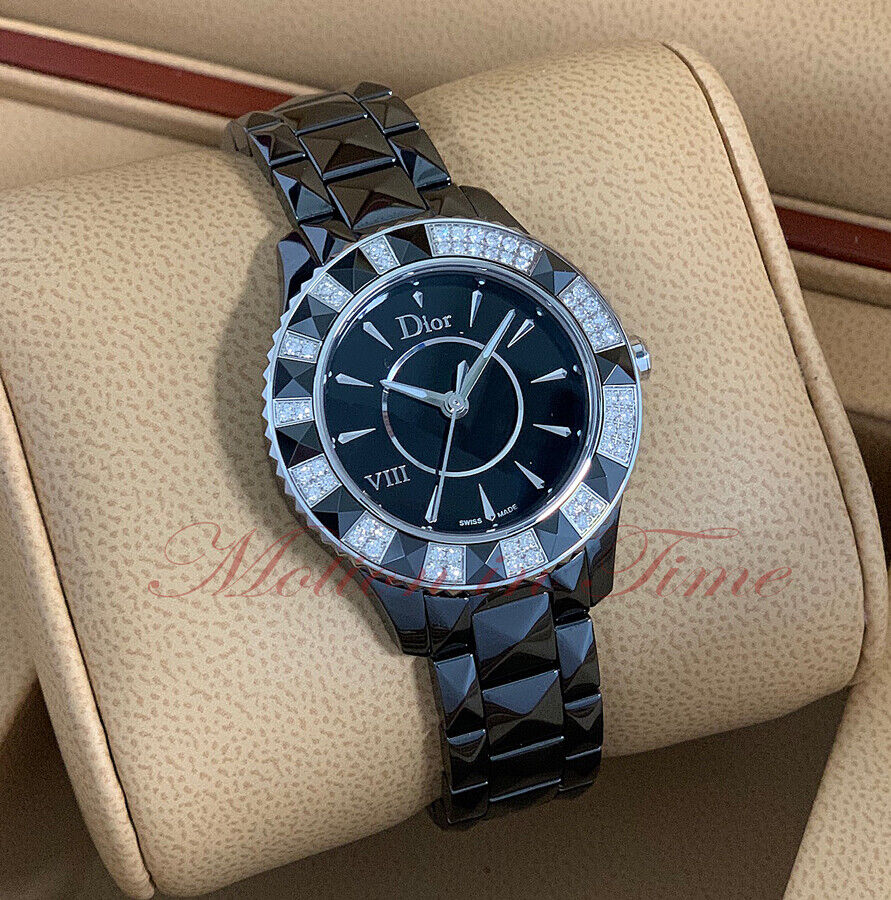 Christian Dior VIII Quartz 33mm Diamond Bezel Black Ceramic Christian Dior VIII Quartz 33mm Diamond Bezel Black Ceramic