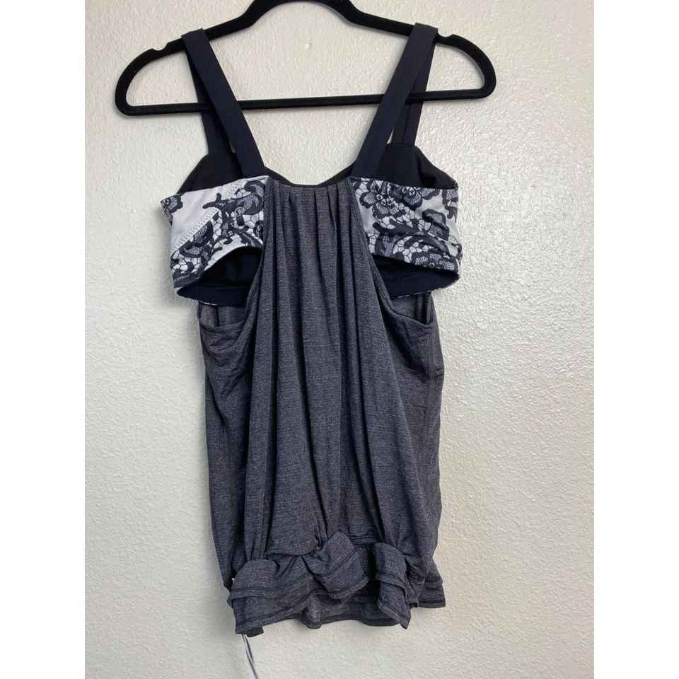 Camiseta sin mangas Lululemon Run Back on Track para mujer talla 8 floral gris blanco atlética Y2K Foto 2 de 4