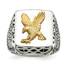  BRAND NEW Chisel Stainless Steel 14k Gold Accent Polished Eagle Ring SR639-10