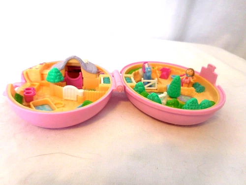 Bluebird Polly Pocket 1995 Shetland Pony Horse Stable Compact Vintage Horse Ride