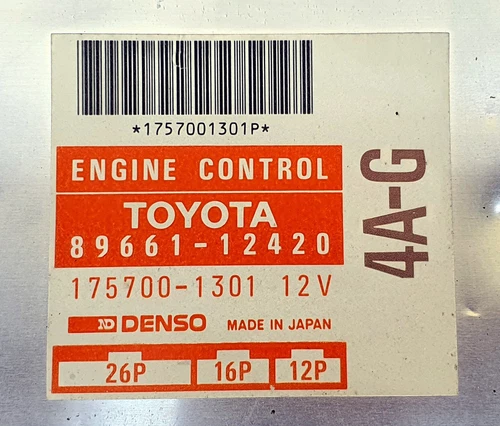 Toyota Corolla 1.6i 89661-12420 4A-G Ecu Ecm oem jdm used 8966112420 - Picture 2 of 9