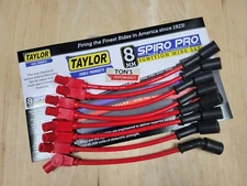 Taylor Spark Plug Wire Set 76246 Spiro Pro 8mm Red 45 degree 11.75" for GM LS