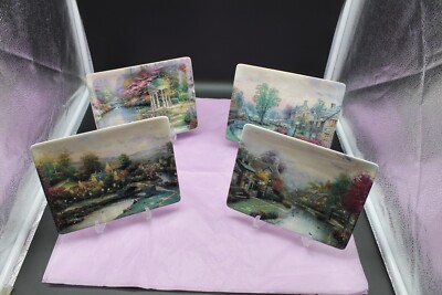 Thomas Kincade Set of 4''LampLight'' Limited Village Edition & Nature Retreats.