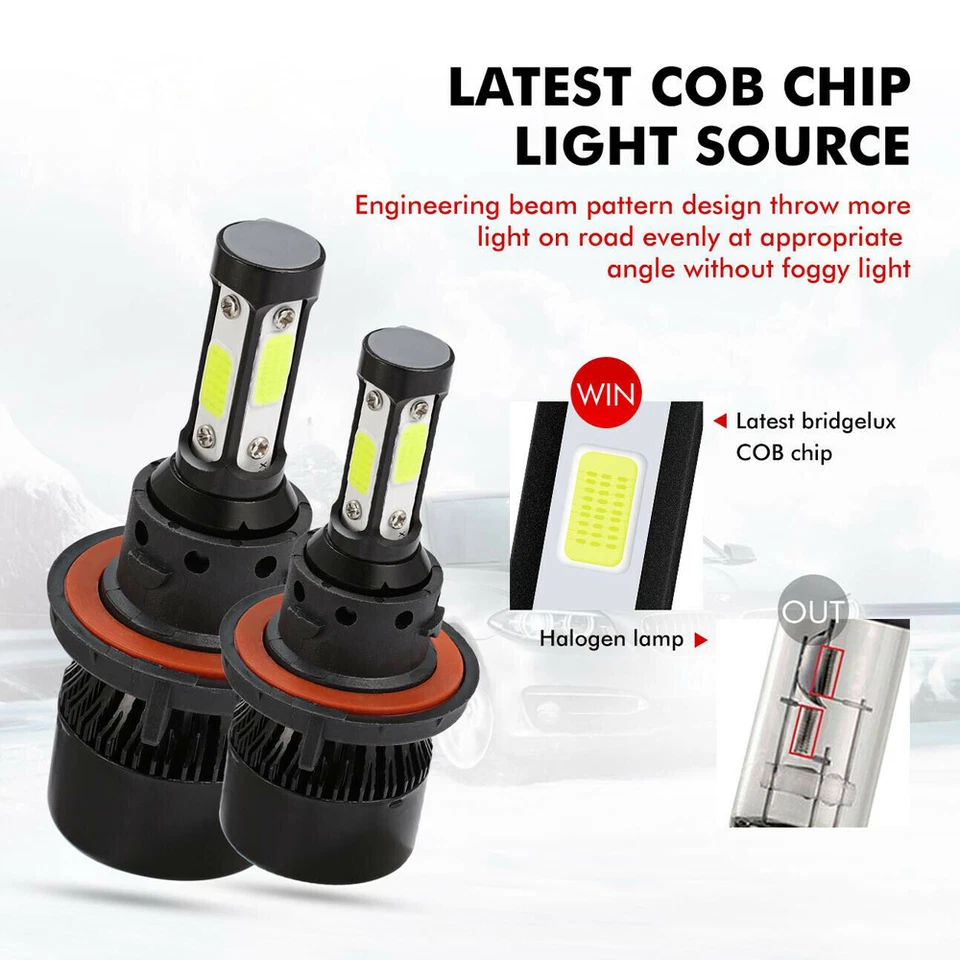 Kit de faros LED blancos 9008 para Chevrolet HHR 2006-2011 - 2X 6000K bombillas altas/bajas Foto 4 de 4