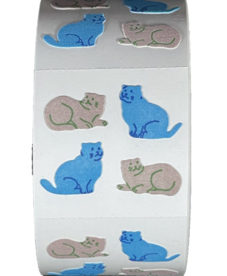 400 Cat Stickers in roll of 100 modules (2 ''x 2''), each sticker 7/8'', RFZ0202