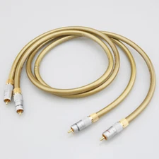Pair 7N OCC Pure Copper Interconnect Cable HiFi Audio Locking RCA Signal Cable