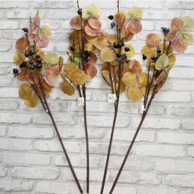 29  Faux Wild Berry Fall Stem Yellow / Orange Threshold - SET OF 4 - NWOT