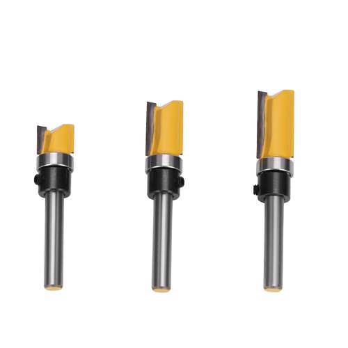 3Pcs 1/4" Router Bits Kit Top Shank Flush Wood Trim Bearing Milling Cutter Tool - Picture 6 of 13