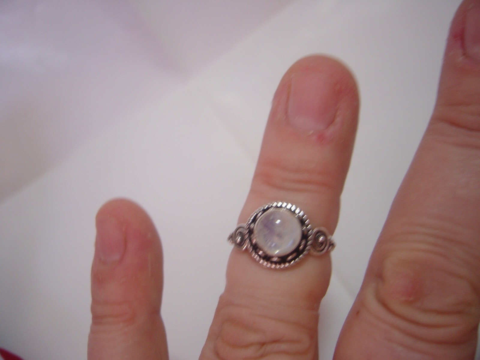 Solid Silver Vintage Ring-incredible rainbow moon… - image 1