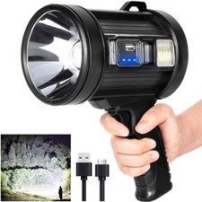 Super Bright Solar Rechargeable LED Spotlight Flashlight Searchlight Waterproof