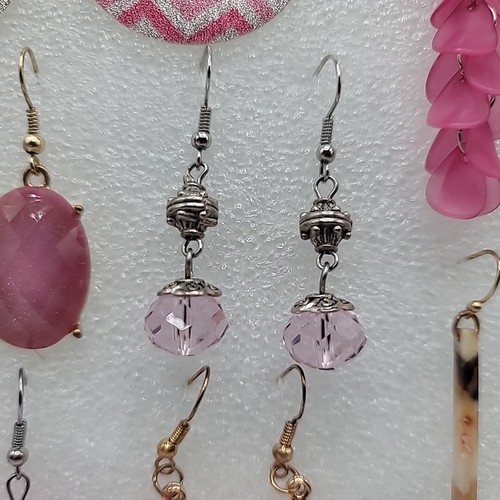 Lot Of 7 Pretty In Pink Dangle Vtg To Now Pierced Earrings - Bild 9 von 24