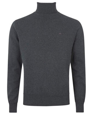 black cotton roll neck jumper