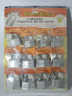 Vintage Crown Brand Padlock Store Display Set Made in Hong New Old Stock 11''X 8''