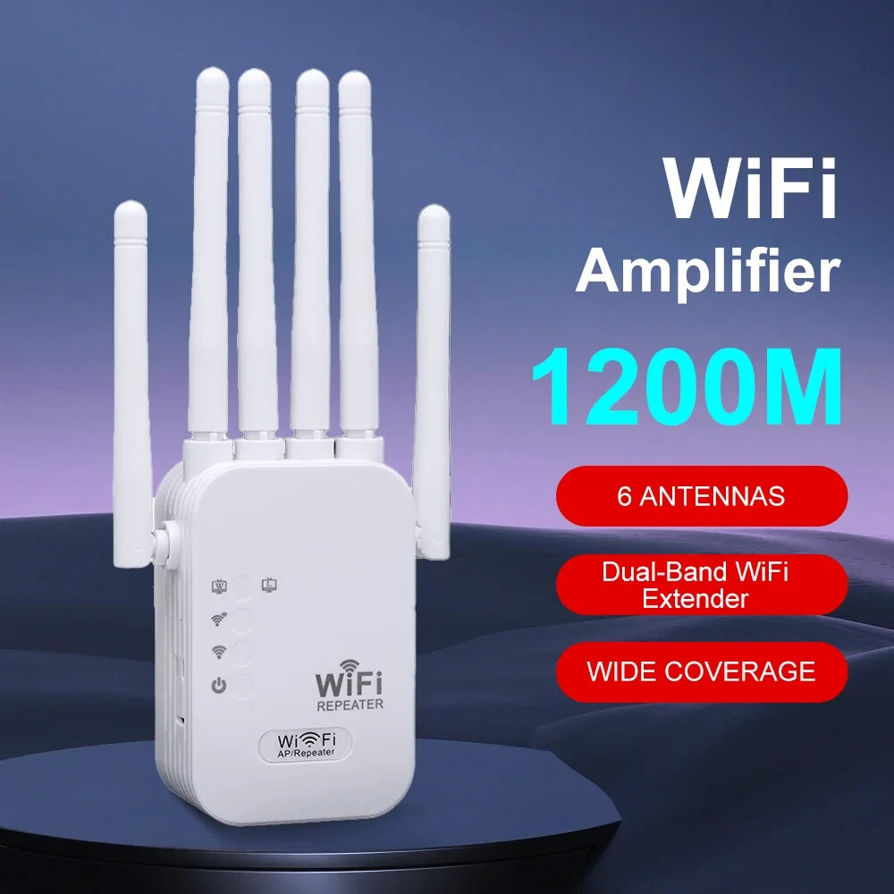Dual Band 5G WiFi Repeater 300 Mbps 1200Mbps Range Extender Signal  Booster