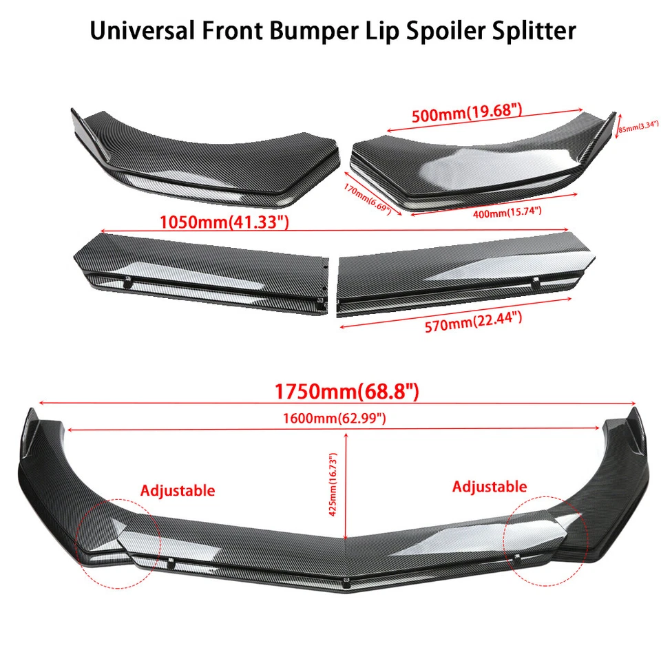 Parachoques delantero para GMC Yukon UNIVERSAL alerón labial divisor fibra de carbono Foto 2 de 4