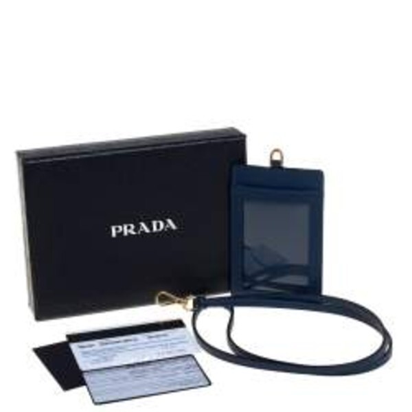 PRADA - Saffiano Blue Leather Badge Holder | eBay