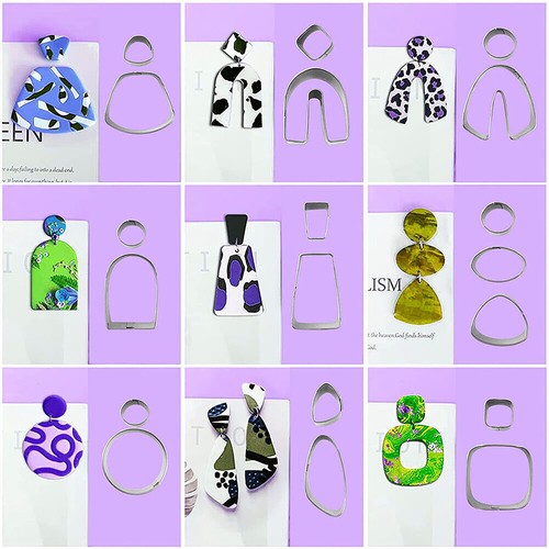 21pcs Steel Polymer Clay Cutters Set DIY Earring Jewellery Cutting Mold Tool - Picture 6 of 9