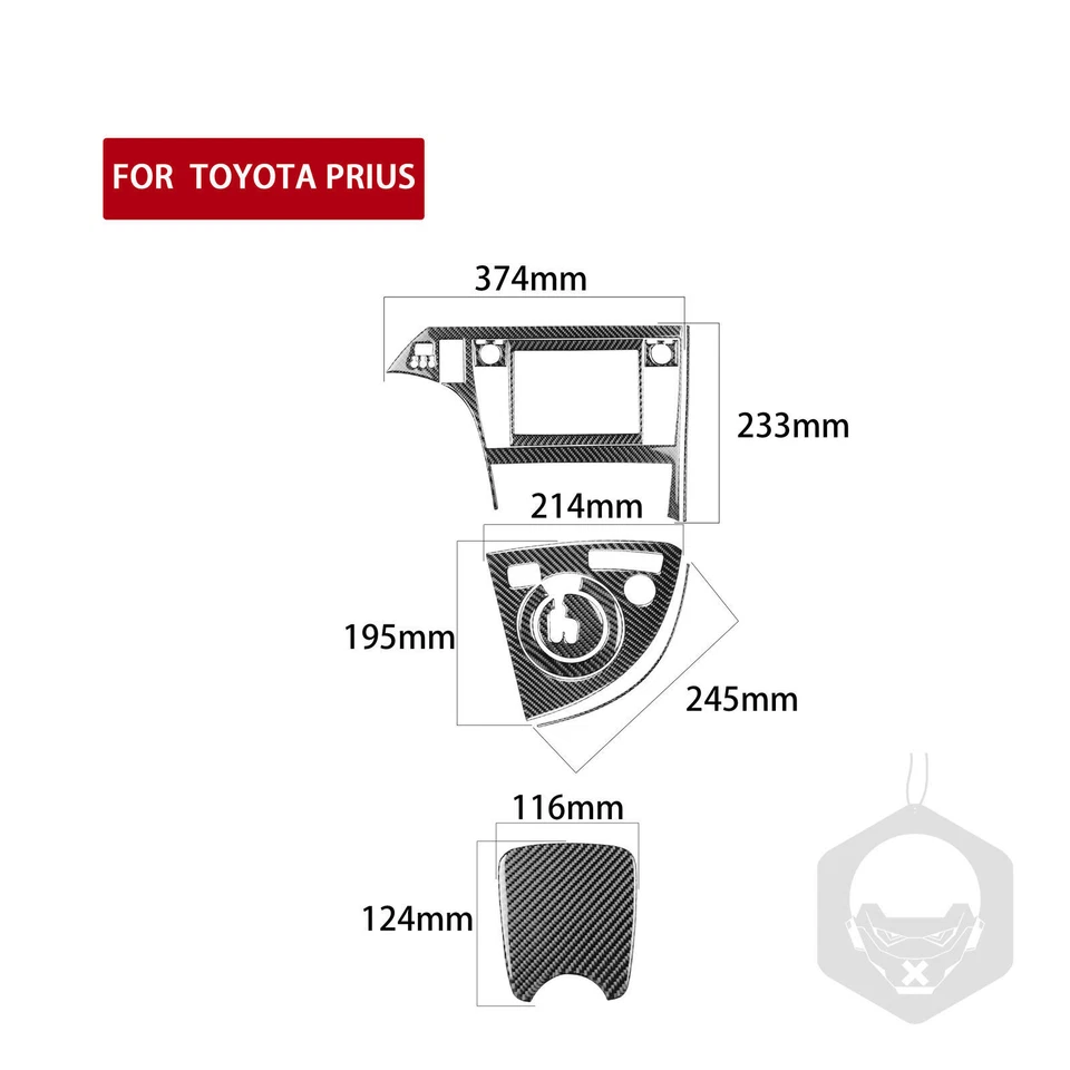 Cubierta de consola central y cambio de marcha para Toyota Prius 12-15 vinilo fibra de carbono Foto 3 de 4