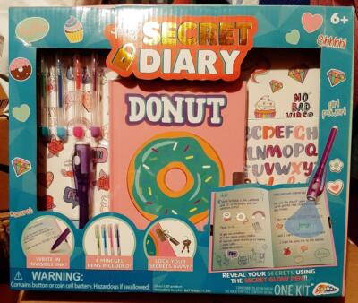MY SECET DIARY Grafix DONUT Set Invisible Ink Pen, Gel Pens, Lock Keys Free Ship