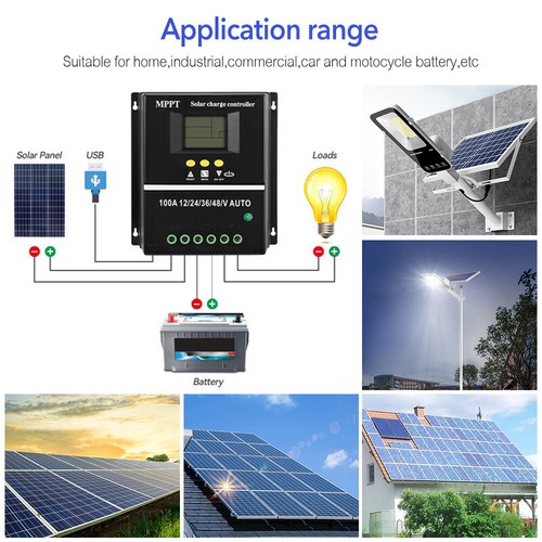100A Solar Panel Charge Controller 12V 24V 36V 48V Regulator Auto Dual USB Mppt - Picture 11 of 12
