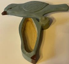 Folk Art Blue Bird Trinket Box Swivel Lid Crowning Touch Brand