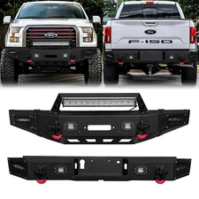 Vijay For 2015-2017 Ford F150 Steel Front/Rear Bumper With Winch Plate&LED Light