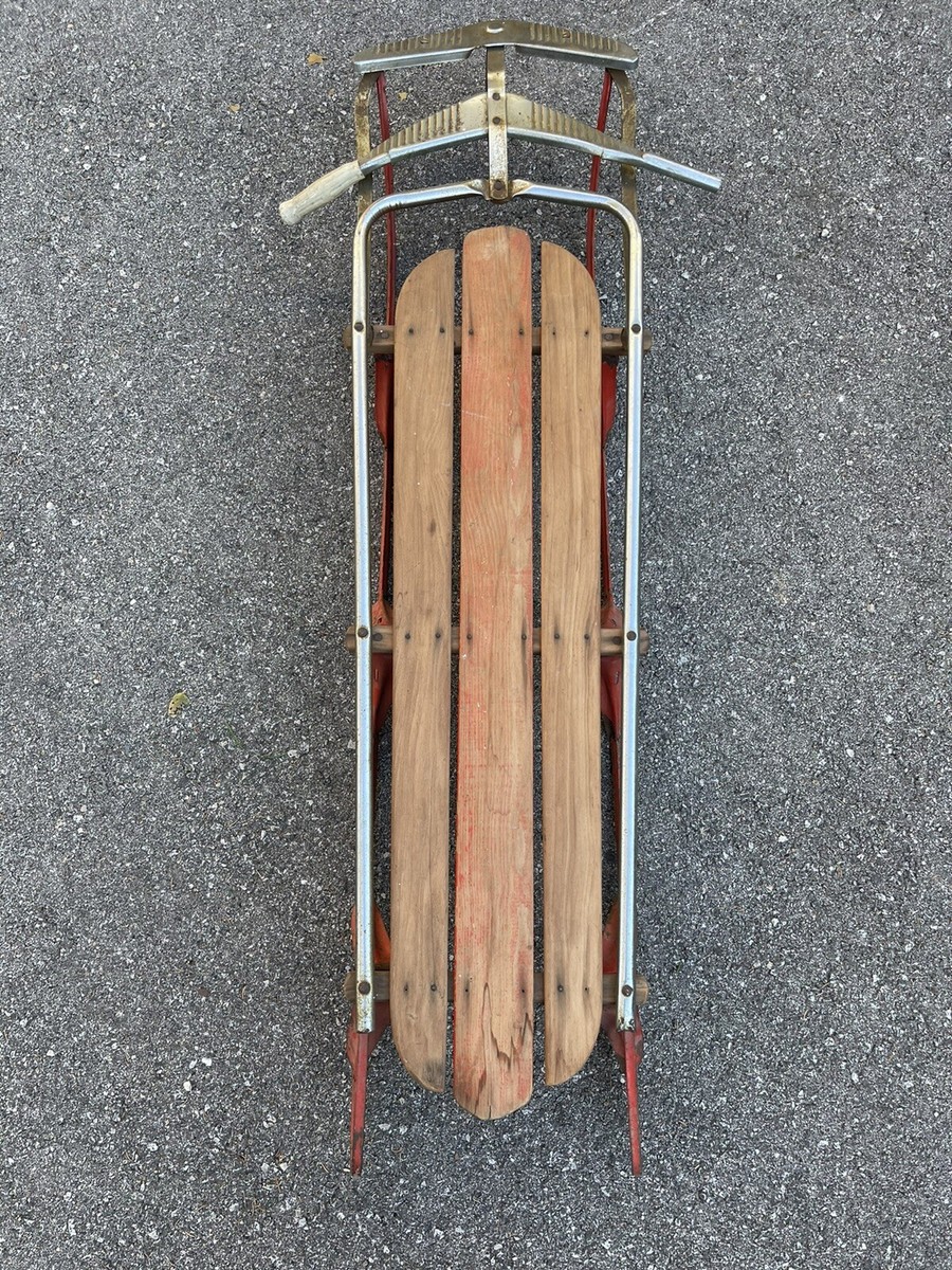 ビンテージ　ソリ　スレッジ Vintage Antique Wood Metal Sled Sleigh 56” with Handle | eBay