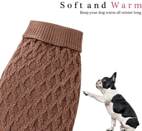 Dog Sweater Turtleneck Classic Pet Knitted Sweaters Warm Cute Puppy... - Picture 2 of 4