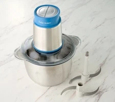 Fabio Viviani 5-Cup Stainless Steel 2-Speed Chopper Stone Blue - New!