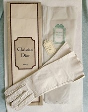 Vintage Christian Dior White Kid Leather Gloves Size 7 Original Packaging  Tag