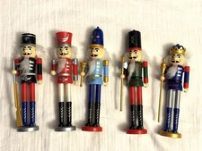 Set of 5 Christmas Greenbriar Plastic Nutcracker Soldier Decorations ~9"
