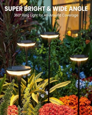 8 Pack Solar Pathway Lights Outdoor Waterproof Metal Landscape Garden Path Lamp