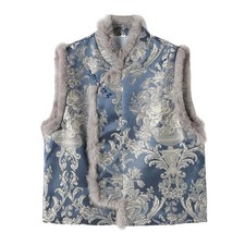 Damen Gepolstert Weste Chinesischer Stil Gesteppt Tang Anzug Strickjacke Blumen