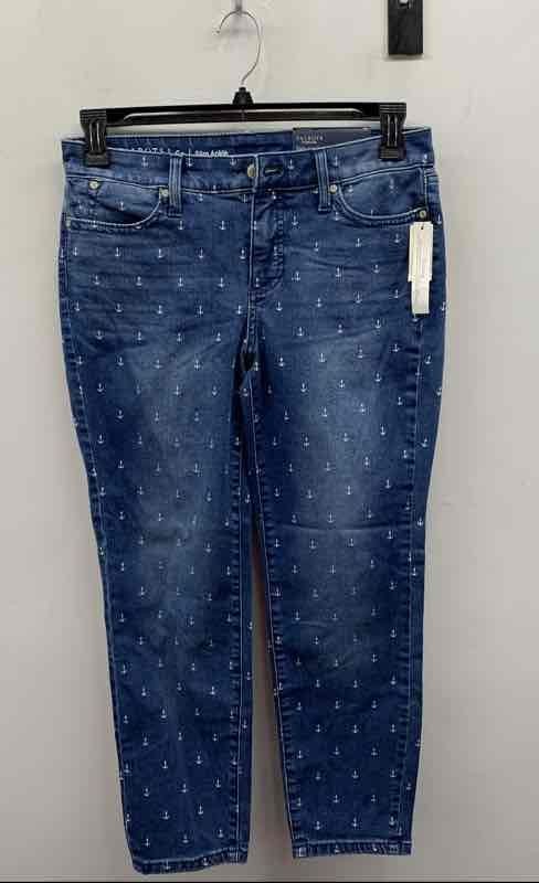 Talbots Women's Flawless Slim Ankle Jeans Blue Anchor Print Mid-Rise NWT Sz 6P