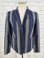 Ann Taylor Career Blazer Professional Stripe Cotton Office Chic Conference Sz 8