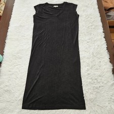 Madewell Womens V-Neck Midi Dress Charcoal Gray Sleeveless Side Slit Size M