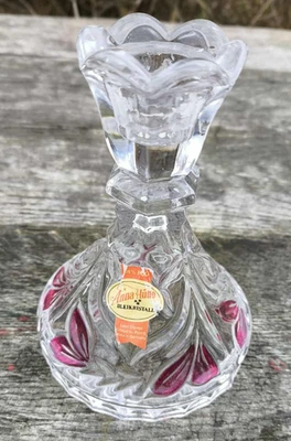 Vintage chandelier en cristal Anna Hütte Germany feuilles bicolore - Photo 1/4