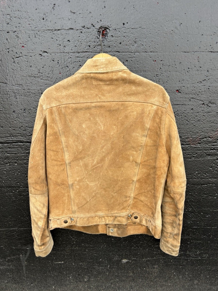 【即完】Levi‘s TYPE1 TRUCKER SUEDE LEAT Vtg 1960's Levi's Big E Split Cowhide Suede Leather Trucker Jacket
