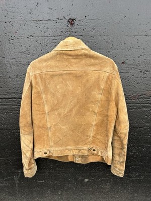 Vtg 1960's Levi's Big E Split Cowhide Suede Leather Trucker Jacket