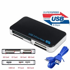 USB 3.0 Memory Card Reader Adapter 5GBPS Fit For CF TF SD Micro SD XD M2 MS Card
