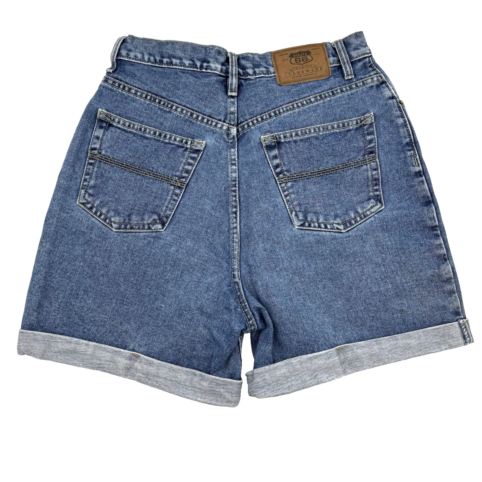 Vintage 90s Route 66 Med Wash High Rise Cuffed Hem Denim Mom Shorts 11/12 27x5