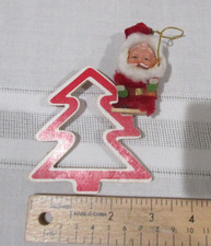 Vtg. 60's Santa Claus with Tree Ornament Christmas Holiday