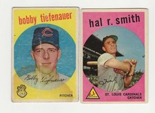 Lot of two 1959 Topps Baseball, Hal R Smith, #497, Bobby Tiefenauer, #501