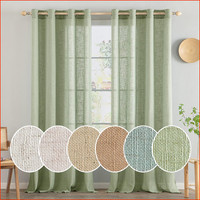 Gardinen VorhäNge ÖSen Voile Kurz Modern Halbtransparent 160X140 Cm 2Er Set GrüN