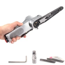 Air Belt Sander with 3/8" x 13" Sanding Belts(#60, #80,#120), Handheld Bandfi...