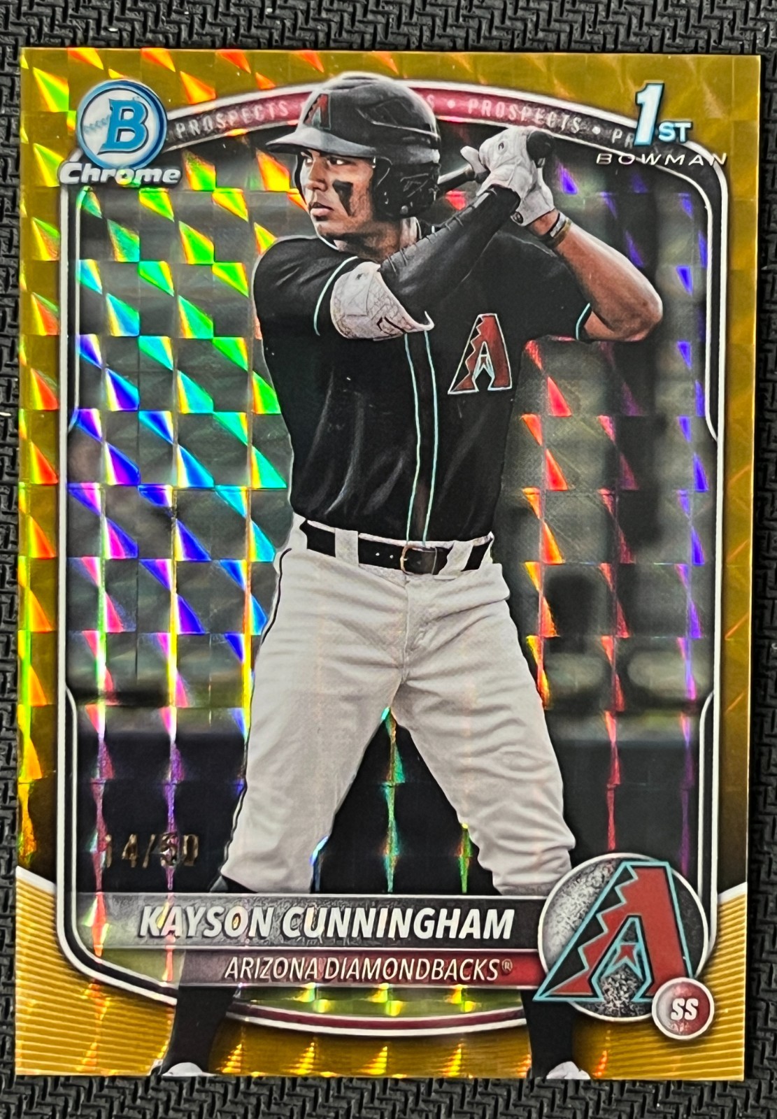 2025 Bowman Draft Chrome Prospects Gold Geometric Kayson Cunningham 1st 14/50