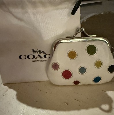 希少 COACH ハンドポーチ ポルカドット 白 保存袋付 希少 COACH ハンドポーチ ポルカドット 白 保存袋付 希少 COACH ハンド