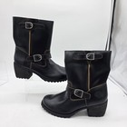 Harley Davidson Boots D84688 Women 8.5 Black Leather Biker Motorcycle Zip Heel