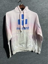 Isabel Marant Etoile Hoodie Womens 34 Pink Logo Fleece Pullover Kangaroo Pocket